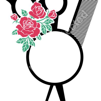 comb scissors circle monogram colored Thumbnail