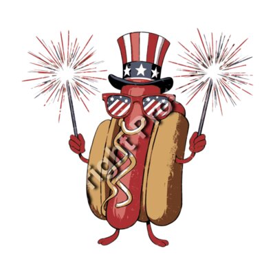 Patriotic Hotdog with Sparklers Thumbnail