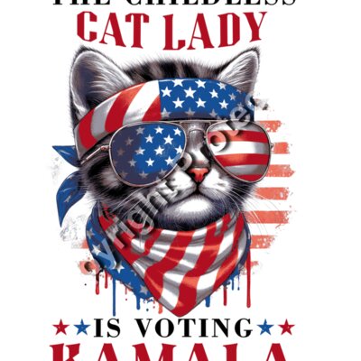 cat lady kamala harris 2024 patriotic cat art design Thumbnail