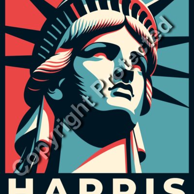 Kamala Harris 2024 campaign art featuring Statue of Liberty and bold typography     kamala harri Thumbnail