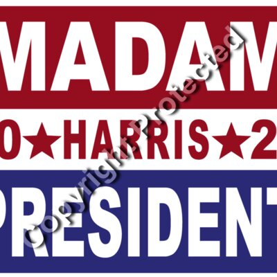 Kamala Harris 2024 campaign sign with bold text  features Madam President and stars   madam pres Thumbnail