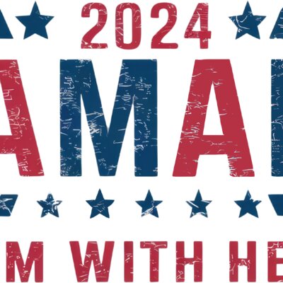 Kamala Harris 2024 campaign slogan with red and blue patriotic colors and star accents Thumbnail