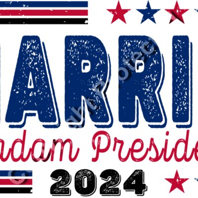 Kamala Harris 2024 campaign slogan with red and blue stars and bold typography  harris madam pre Thumbnail