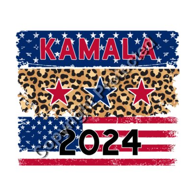 Kamala Harris 2024 election patriotic leopard print stars american flag Thumbnail