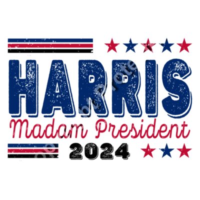 Kamala Harris 2024 Madam President campaign design with stars and stripes motif   harris madam p Thumbnail
