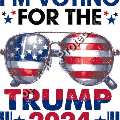 Trump 2024 campaign slogan with patriotic sunglasses featuring American flag design Thumbnail