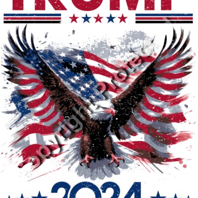 Trump 2024 election patriotic eagle design with American flag background Thumbnail