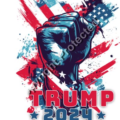 trump 2024 fist american flag red white blue artwork Thumbnail