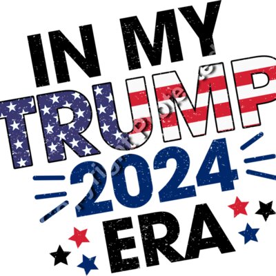 Trump 2024 graphic with stars and American flag colors in bold letters Thumbnail