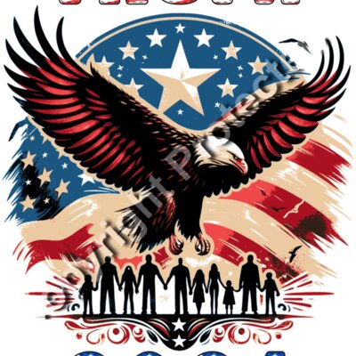Trump 2024 patriotic eagle family silhouette American flag design Thumbnail