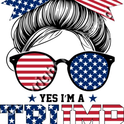 Trump 2024 patriotic girl graphic with stars  stripes  and playful text Thumbnail