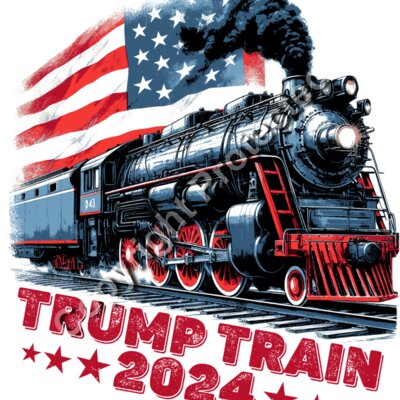 vintage steam train american flag trump 2024 artwork Thumbnail